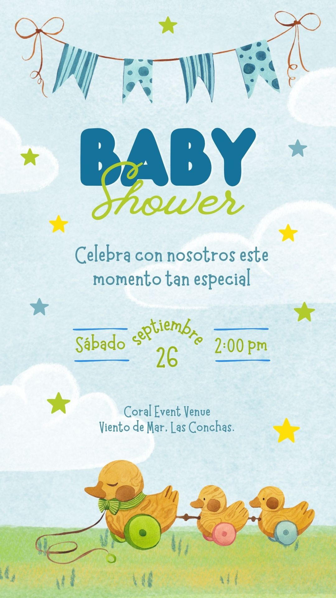 Diseño completo de invitación para Baby Shower